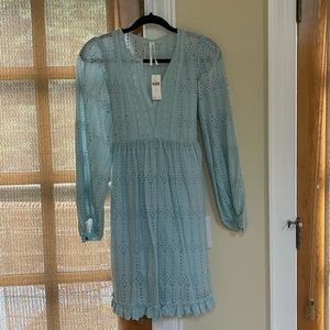 Anthropologie eyelet light blue dress - new with tags